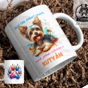 Kutyás bögre - Yorkshire terrier és kutyus mancs - otthon & életmód - konyhafelszerelés, tálalás - tálalás - bögre & csésze - Meska.hu