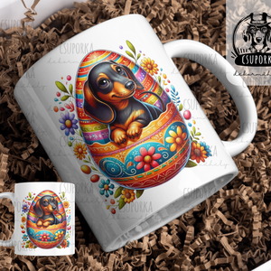 Húsvéti tacsis bögre, Otthon & Életmód, Konyhafelszerelés, tálalás, Tálalás, Bögre & Csésze, Fotó, grafika, rajz, illusztráció, Decoupage, transzfer és szalvétatechnika, MESKA