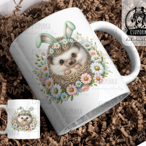 Húsvéti cuki sünis bögre, Otthon & Életmód, Konyhafelszerelés, tálalás, Tálalás, Bögre & Csésze, Fotó, grafika, rajz, illusztráció, Decoupage, transzfer és szalvétatechnika, MESKA