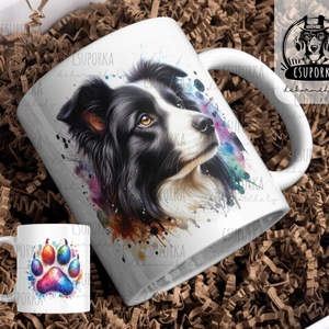 Mancsos border collie bögre, Otthon & Életmód, Konyhafelszerelés, tálalás, Tálalás, Bögre & Csésze, Fotó, grafika, rajz, illusztráció, Decoupage, transzfer és szalvétatechnika, MESKA