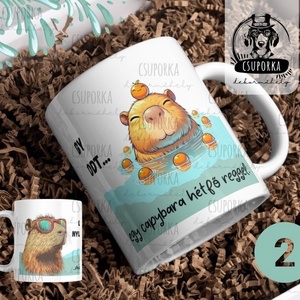 Capybara hétfő reggel   4 különböző mintával - otthon & életmód - konyhafelszerelés, tálalás - tálalás - bögre & csésze - Meska.hu