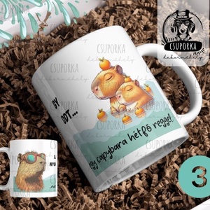 Capybara hétfő reggel   4 különböző mintával - otthon & életmód - konyhafelszerelés, tálalás - tálalás - bögre & csésze - Meska.hu