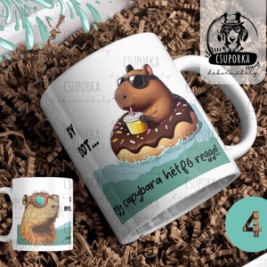 Capybara hétfő reggel   4 különböző mintával - otthon & életmód - konyhafelszerelés, tálalás - tálalás - bögre & csésze - Meska.hu