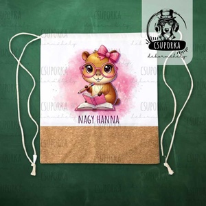 Lányos tornazsák kétféle capybarával  masnis vagy virágos, névvel is kérhető - táska & tok - hátizsák - tornazsák, gymbag - Meska.hu