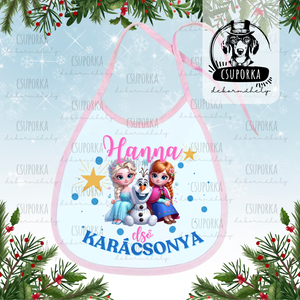 Névre szóló előke - Első karácsonyom felirattal, Jégvarázs grafikával, lányoknak - Meska.hu