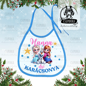 Névre szóló előke - Első karácsonyom felirattal, Jégvarázs grafikával, lányoknak - ruha & divat - babaruha & gyerekruha - előke & nyálkendő - Meska.hu