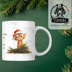 Macskás Karácsonyi Bögre � Karácsony: Díszek, Fa, Macska, Káosz - Vicces Cicás Ajándék, Otthon & Életmód, Konyhafelszerelés, tálalás, Tálalás, Bögre & Csésze, Decoupage, transzfer és szalvétatechnika, MESKA