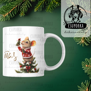 Kis Egérkés Karácsonyi Bögre � Aranyos Ünnepi Cuki Ajándék - Karácsonyi Bögre, Otthon & Életmód, Konyhafelszerelés, tálalás, Tálalás, Bögre & Csésze, Decoupage, transzfer és szalvétatechnika, MESKA