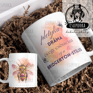 Bridgerton stílusú bögre � Pletyka, dráma és egy csésze tea - Rajongói ajándék, Otthon & Életmód, Konyhafelszerelés, tálalás, Tálalás, Bögre & Csésze, Decoupage, transzfer és szalvétatechnika, MESKA