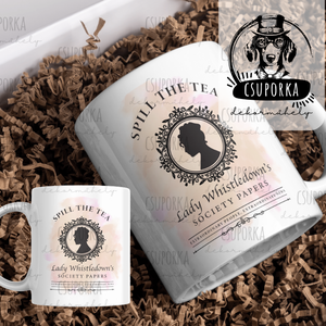 Bridgerton stílusú bögre � elegáns rajongói darab, Otthon & Életmód, Konyhafelszerelés, tálalás, Tálalás, Bögre & Csésze, Decoupage, transzfer és szalvétatechnika, MESKA