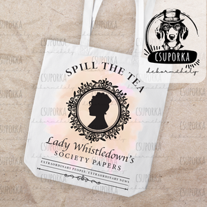 Spill the Tea � Bridgerton stílusú bevásárlótáska - praktikus és elegáns, Táska & Tok, Bevásárlás & Shopper táska, Shopper, textiltáska, szatyor, Fotó, grafika, rajz, illusztráció, Decoupage, transzfer és szalvétatechnika, MESKA