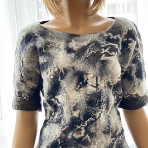 Csipkeszeru meleg gyapjú rövid ujjú nemezelt top, Ruha & Divat, Női ruha, Póló, felső, Nemezelés, MESKA