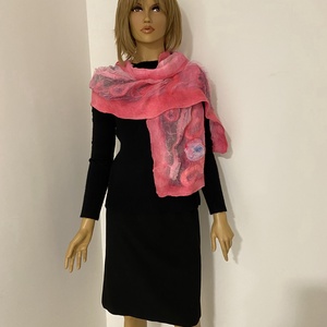 Pink selyemre nemezelt konnyu nyari gyapju sal 3D - Meska.hu