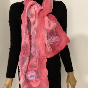 Pink selyemre nemezelt konnyu nyari gyapju sal 3D - ruha & divat - sál, sapka, kendő - sál - Meska.hu