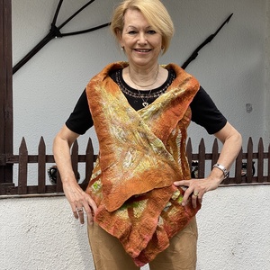 Selyemre nemezelt melleny mingket oldalan hordhato      , Ruha & Divat, Női ruha, Mellény, Nemezelés, Selyemfestés, MESKA