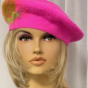 Pink gyapjú nemezelt sapka, barette - ruha & divat - sál, sapka, kendő - sapka - Meska.hu