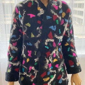  Kettő az egyben Fregoli Fekete mintas nemezelt gyapjú kabat mindket oldalán mas mintaval. 40-42 méret , Ruha & Divat, Női ruha, Blézer & Kosztüm, Nemezelés, MESKA