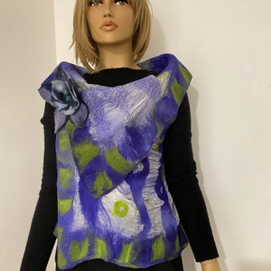 Selyemre nemezelt gyapju lila zold melleny  - ruha & divat - női ruha - mellény - Meska.hu