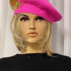 Pink kezzel nemezelt gyapju barett - ruha & divat - sál, sapka, kendő - sapka - Meska.hu