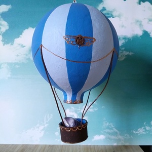 Papírmasé hőlégballon - kék - Meska.hu