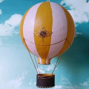 Papírmasé hőlégballon - sárga - otthon & életmód - dekoráció - dísztárgy - Meska.hu