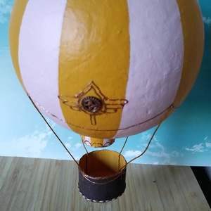 Papírmasé hőlégballon - sárga - otthon & életmód - dekoráció - dísztárgy - Meska.hu
