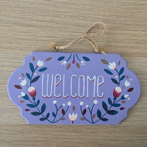 Üdvözlő tábla, kézzel festett, Otthon & Életmód, Dekoráció, Ajtó- és ablak dekoráció, Ajtótábla, Festett tárgyak, MESKA