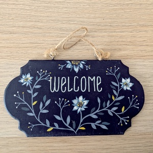 Üdvözlő tábla, kézzel festett, Otthon & Életmód, Dekoráció, Ajtó- és ablak dekoráció, Ajtótábla, Festett tárgyak, MESKA