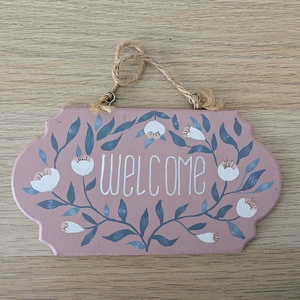 Üdvözlő tábla, kézzel festett, Otthon & Életmód, Dekoráció, Ajtó- és ablak dekoráció, Ajtótábla, Festett tárgyak, MESKA