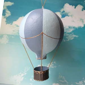 Papírmasé hőlégballon - kékesszürke - diy (csináld magad) - szabásminta, útmutató - kötésminták - Meska.hu