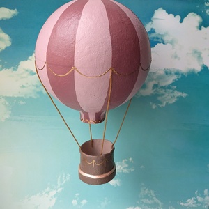 Papírmasé hőlégballon - barna - Meska.hu