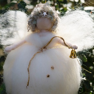 Gyapjú angyal - karácsony - karácsonyi lakásdekoráció - karácsonyfadíszek - Meska.hu