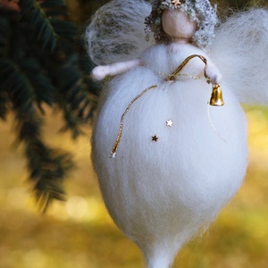 Gyapjú angyal - karácsony - karácsonyi lakásdekoráció - karácsonyfadíszek - Meska.hu