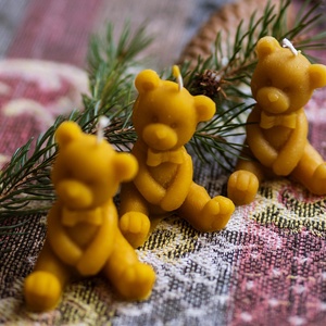 Három mackó - karácsony - adventi díszek - adventi gyertyadíszek és koszorúdíszek - Meska.hu