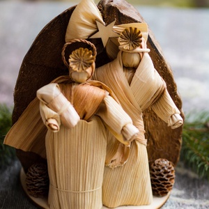 Kókuszdiós betlehem angyallal - karácsony - karácsonyi lakásdekoráció - karácsonyfadíszek - Meska.hu