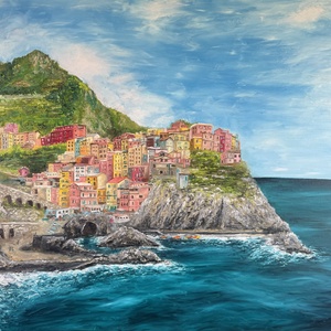 Cinque Terre- Látkép és tájkép rendelésre, Művészet, Festmény, Olajfestmény, Festészet, Festett tárgyak, MESKA