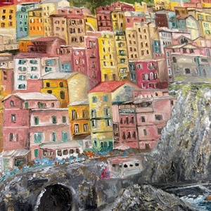 Cinque Terre- Látkép és tájkép rendelésre - művészet - festmény - olajfestmény - Meska.hu