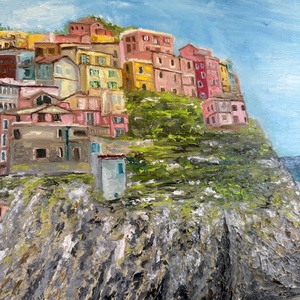 Cinque Terre- Látkép és tájkép rendelésre - művészet - festmény - olajfestmény - Meska.hu