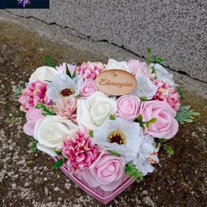 Szív alakú rózsaszín virágdoboz, virágbox - otthon & lakás - dekoráció - Meska.hu
