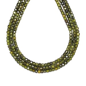 Cirkon fazettált sötét zöld kocka 3x3mm  ékszerkészítő alapanyag (füzér), Kellékek & szerszámok, Ásvány alapanyag, Ásványfüzér, , MESKA