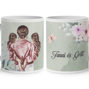 Kérd a neveddel - Anya és a Lánykái mintás bögre, Otthon & Életmód, Konyhafelszerelés, tálalás, Tálalás, Bögre & Csésze, , MESKA