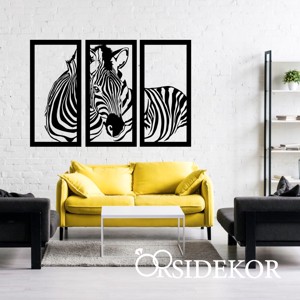 3 részes zebra falikép fából, Otthon & Életmód, Dekoráció, Fali és függő dekoráció, Falra akasztható dekor, , MESKA