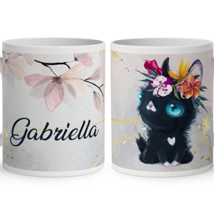 Névvel kérhető - Tündéri fekete cicus mintás bögre, Otthon & Életmód, Konyhafelszerelés, tálalás, Tálalás, Bögre & Csésze, , MESKA