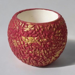 Rusztikus mintás kaspó - vörösbor-vörösarany, Otthon & Életmód, Virágdekoráció, Kaspó, Virágtartó, , MESKA