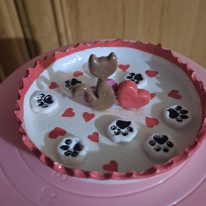 ??��Cicás ékszertartó tálka?��?, Ékszer, Ékszertartó, Ékszertartó tál, Gyurma, MESKA