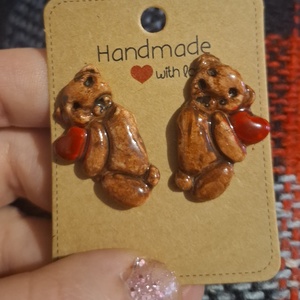 ?Szerelmes macika fülbevaló?, Ékszer, Fülbevaló, Fülgyűrű, Gyurma, MESKA