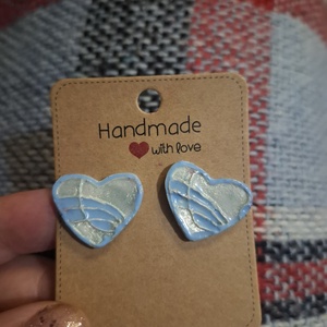 ??Kék szivecske alakú fülbevaló??, Ékszer, Fülbevaló, Fülékszer, Gyurma, MESKA