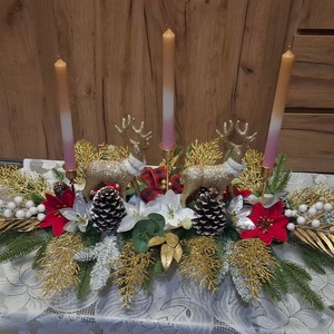 Nagy méretű karácsonyi asztaldísz arany színben - karácsony - adventi díszek - adventi asztaldísz - Meska.hu