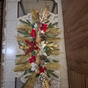Nagy méretű karácsonyi asztaldísz arany színben - karácsony - adventi díszek - adventi asztaldísz - Meska.hu