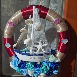 �?Nyári kopogtató vitorlás dekorációval?�, Otthon & Életmód, Dekoráció, Ajtó- és ablak dekoráció, Ajtódísz & Kopogtató, Mindenmás, MESKA